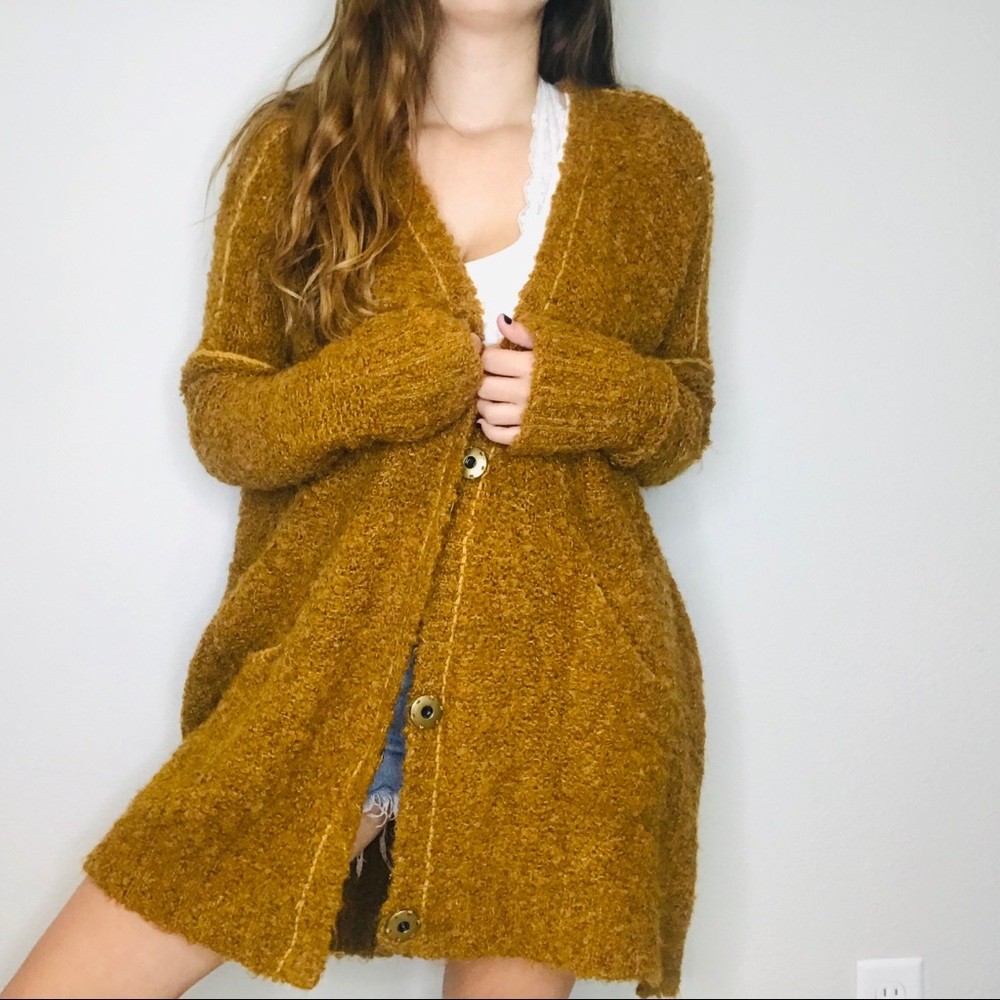 Free People RARE rust boucle cardigan - Picture 4 of 7